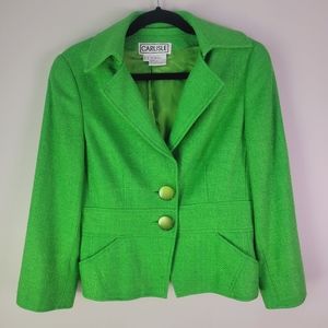 Carlisle bright green silk blazer size 6